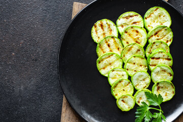 zucchini grilled vegetable appetizer snack on the table veggie vegan or vegetarian healthy food copy space food background rustic top