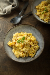 Homemade pumpkin couscous with fresh mint