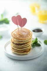 Traditional homemade pancakes with syrup