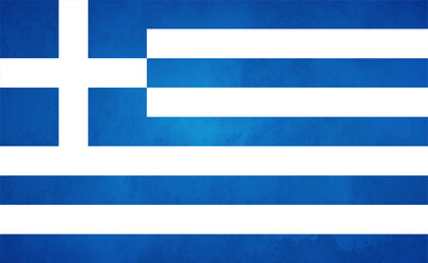 Watercolor texture flag of Greece. Creative grunge flag of Greece country with shining background