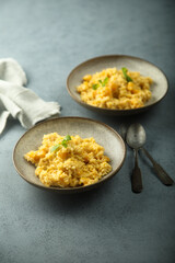 Homemade pumpkin couscous with fresh mint