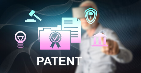 Man touching a patent concept