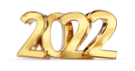 blurred 2022 golden bold letters symbol 3d-illustration