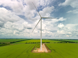 Wind turbine on the green field