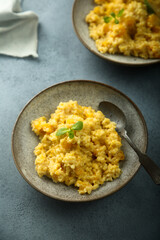 Homemade pumpkin couscous with fresh mint