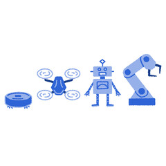 さまざまなタイプのロボットが集合

