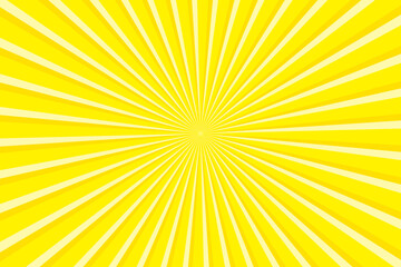 Vibrant yellow Sunburst Pattern Background. Ray star burst backdrop. Rays Radial geometric Vector Illustration