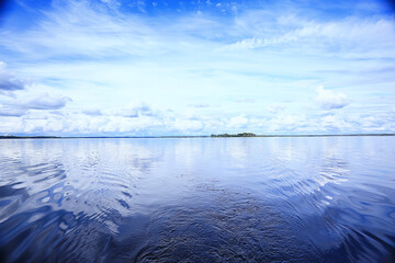 Fototapeta premium finland lake view, summer water reflection scandinavia