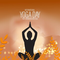 Vector illustration of International Yoga day concept banner, 21 June.