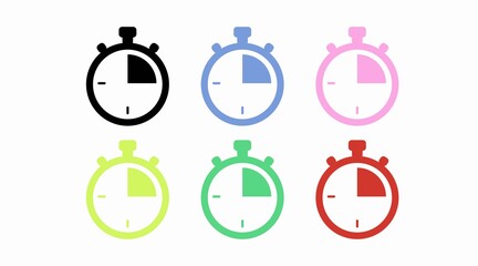 Vector Isolated Illustration Set of a Clock. Color Time Icon, Chronometer Icon Set