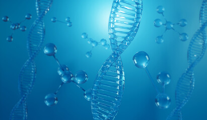 DNA spiral structure. Medical science, genetic biotechnology, chemistry biology, science background, 3d illustration