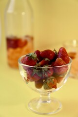 strawberries in glass in the summer