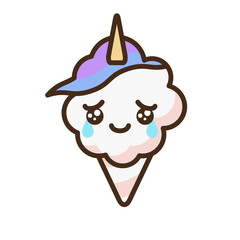 Cotton candy emoji vector character.