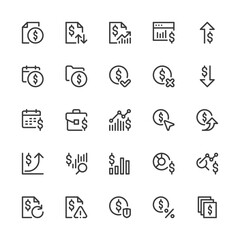 Financial Analytics, Financial Report, Economic Development, Financial Growth. Simple Interface Icons for Web and Mobile Apps. Editable Stroke. 32x32 Pixel Perfect.