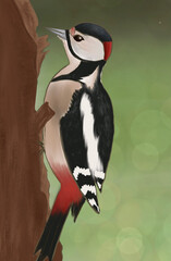 Woodpecker on the tree 