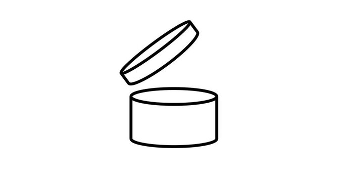 pao symbol period of life after opening. jar opening lid on white background video animation 4k