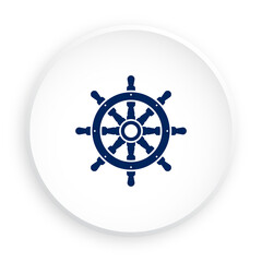 Steering wheel ship icon in neomorphism style for mobile app. Equipment for rescue of drowning. Button for mobile application or web. Vector on white background