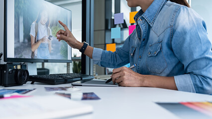 Advertising agency designer creative start-up team discussing ideas in office.