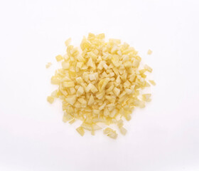 Fresh sliced garlic isolated on white background