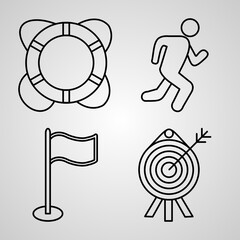 Set of Thin Line Flat Design Icons of Sports And Games