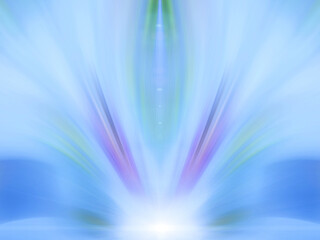 Abstract blue energy flower. Blurry color of light. Place for text and symbol: yoga, aura, light, glow, magic, hypnosis, meditation, lotus, harmony. - obrazy, fototapety, plakaty