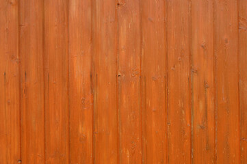 The surface is made of wooden boards with knots, painted in orange with a highlighted texture.
