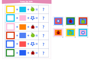  Logic game for children. Fold the elements and choose the answer from the options