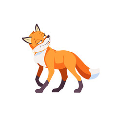 Sly Fox smiling ponders a plan of deception. Cartoon Vector illustration isolated on white background