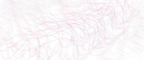 Fototapeta na wymiar Pink, gray undulating lines. Tangled thin curves. Pastel squiggles, wave pattern. Abstract vector background. Template design for banner, landing page, cheque, website. Stylized pencil drawing. EPS10