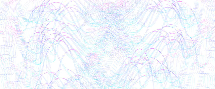 Blue, magenta squiggle subtle lines. Tangled, ripple curves. Abstract vector background. Wave pattern. Template design for banner, landing page, cheque, certificate. Pencil drawing imitation. EPS10