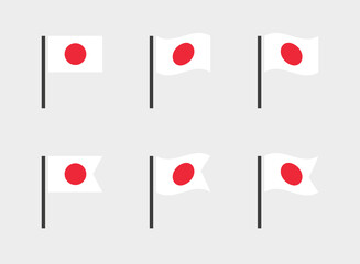 Japan flag symbols set, Japanese national flag icons