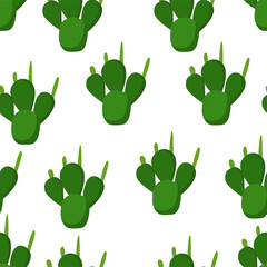 Seamless pattern with cactus on a white background. Vector illustration for fabrics, textures, wallpapers, posters, postcards.