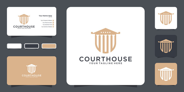 Justice Court House Logo For Lawyer, Law Firm Crime Design Icon And Business Card