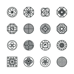 Korea traditional pattern outline icon collection. Thin line icon vector illustrator.