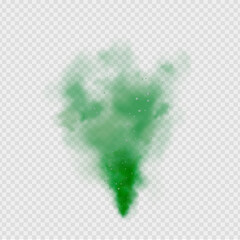 Green fog or smoke. Green dust with particles. Smoke or dust isolated on transparent background. Abstract mystical gas. Vector illustration.