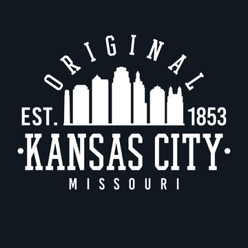 Kansas City, MO, USA Skyline Original. A Logotype Sports College and University Style. Illustration Design Vector City.