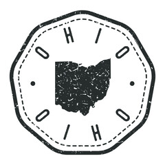 Ohio, USA Map Stamp Retro Postmark. Silhouette Postal Passport. Seal Round Vector Icon. Badge Vintage Postage Design. - obrazy, fototapety, plakaty