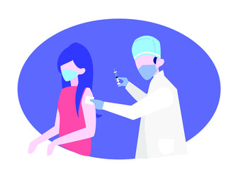 Vaccination, Doctor inject vaccine - Graphic Illustration