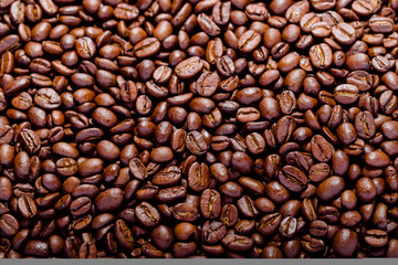 Roasted brown coffee beans background