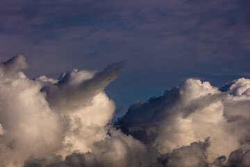 Cumulus at sunset. Sky and clouds background