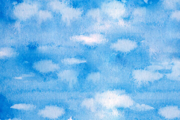 Abstract paint smudges, watercolor fill or background. Seafloor texture. Hand drawn blue backdrop with white spots and streaks