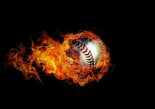 燃える炎の野球ボール
