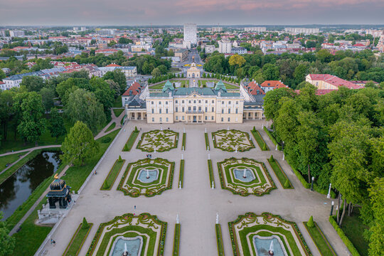 Ogrody w Pałacu Branickich, widok z lotu ptaka