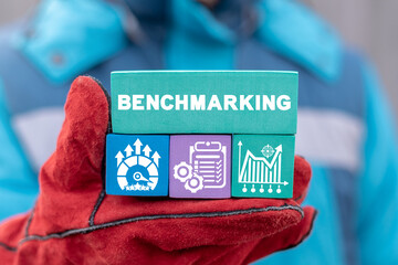 Industry concept of benchmarking. Industrial benchmark strategy development.