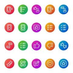 Gradient color icons for feedback review.