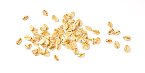 Oat flakes isolated on white background. Flakes for oatmeal and granola. Image of oat flakes for...