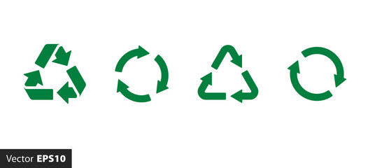 Set of icons for recycling, ecology, and reload. Recycle icon collection. Vector illustration