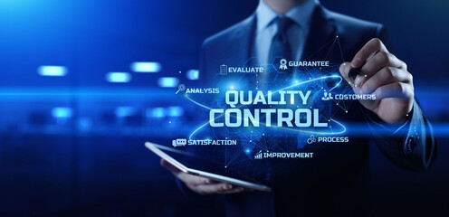 Quality Control. Standardisation Certification Warranty ISO Business and technology concept.