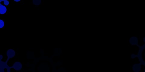 Dark blue vector background with covid-19 symbols.