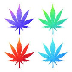 Cannabis Low Poly Leaf Clip Art Design. Marijuana Geometric Polygon Graphic Silhouette Icon. Vector Illustration Symbol.